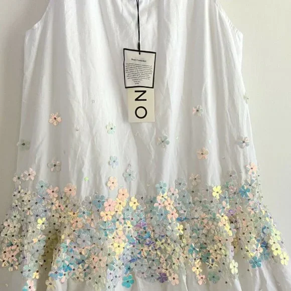 Suno White Sun Dress with Sequins - Picture 14 of 15